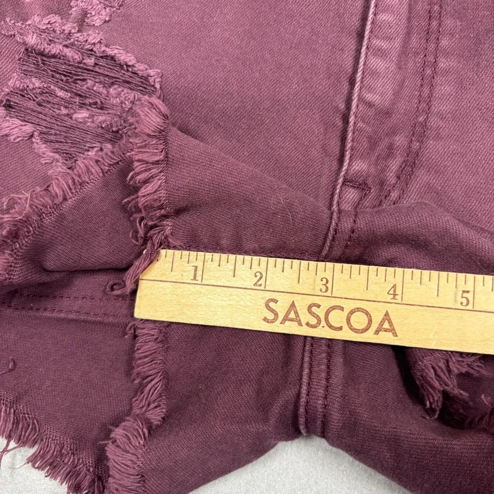 American Eagle Outfitters Cut-off Shorts Women's Size 2 Stretch Burgundy 3" - Picture 4 of 8